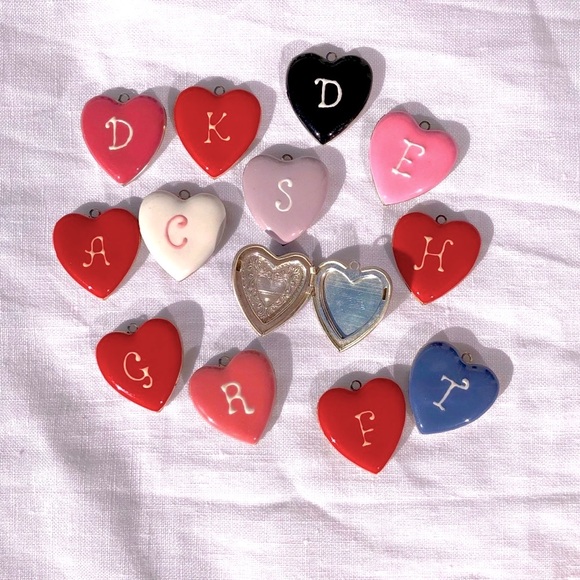 Sterling Silver Hand Painted Monogram Heart Locket - Picture 2 of 4